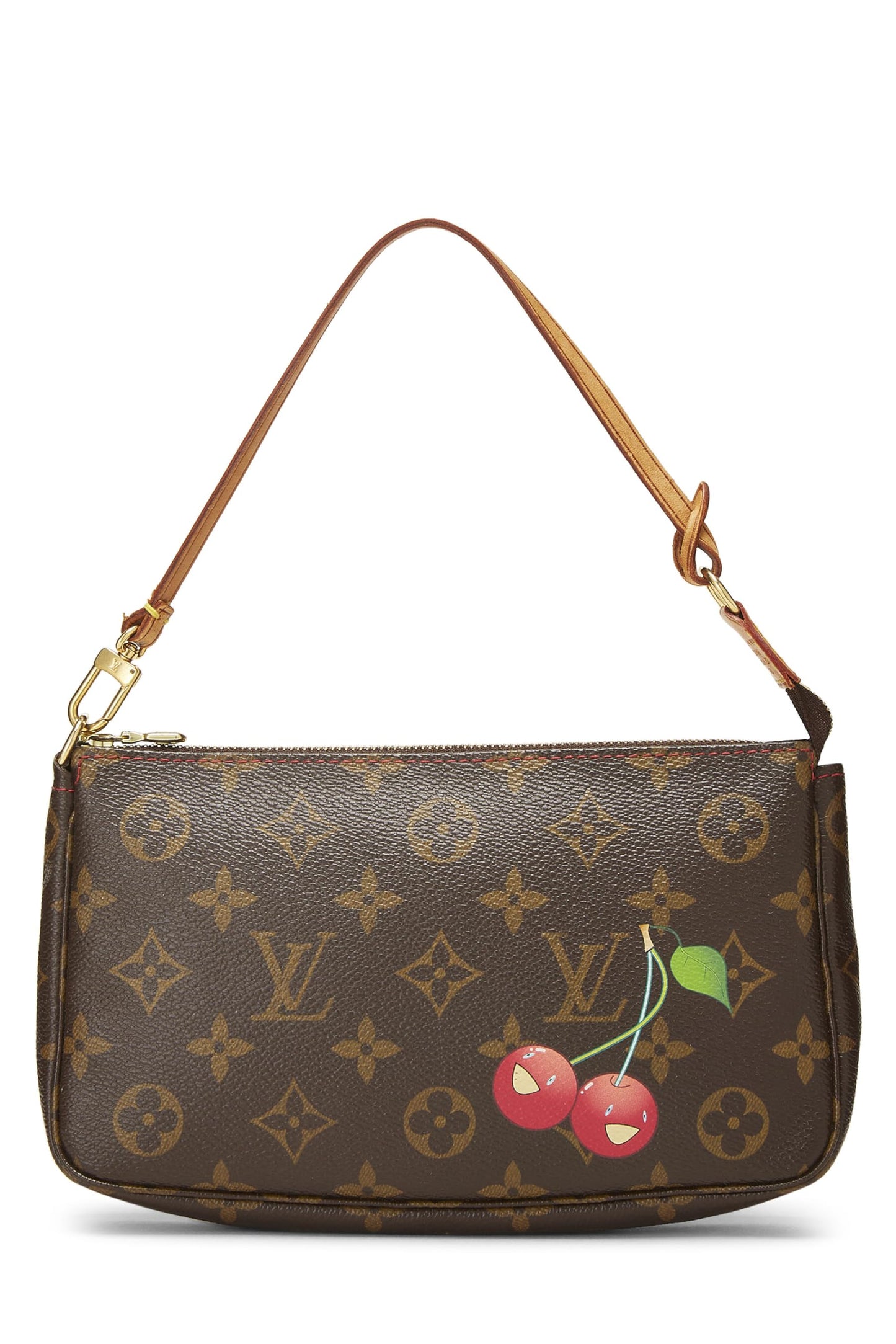 Louis Vuitton, Takashi Murakami x Louis Vuitton Monogram Cerise Canvas Pochette, Brown