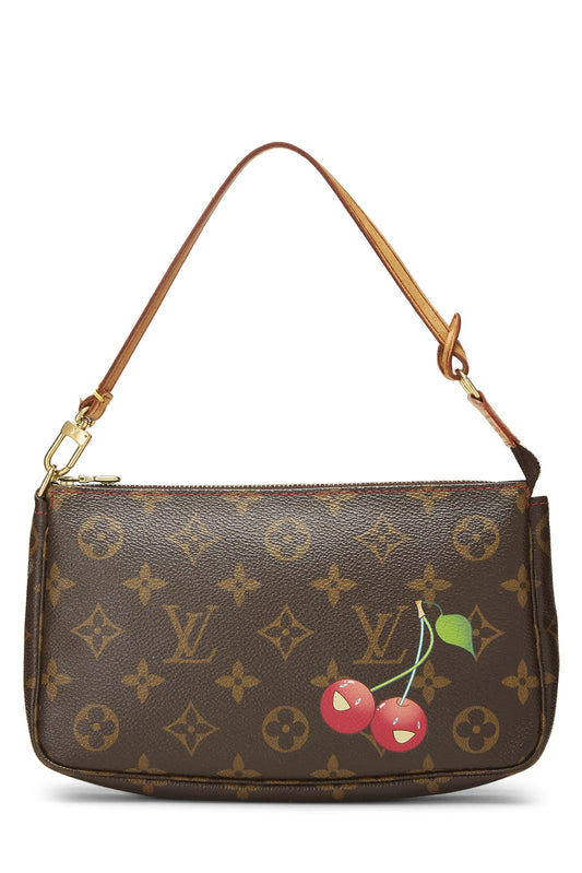 Louis Vuitton, Takashi Murakami x Louis Vuitton Monogram Cerise Canvas Pochette, Brown