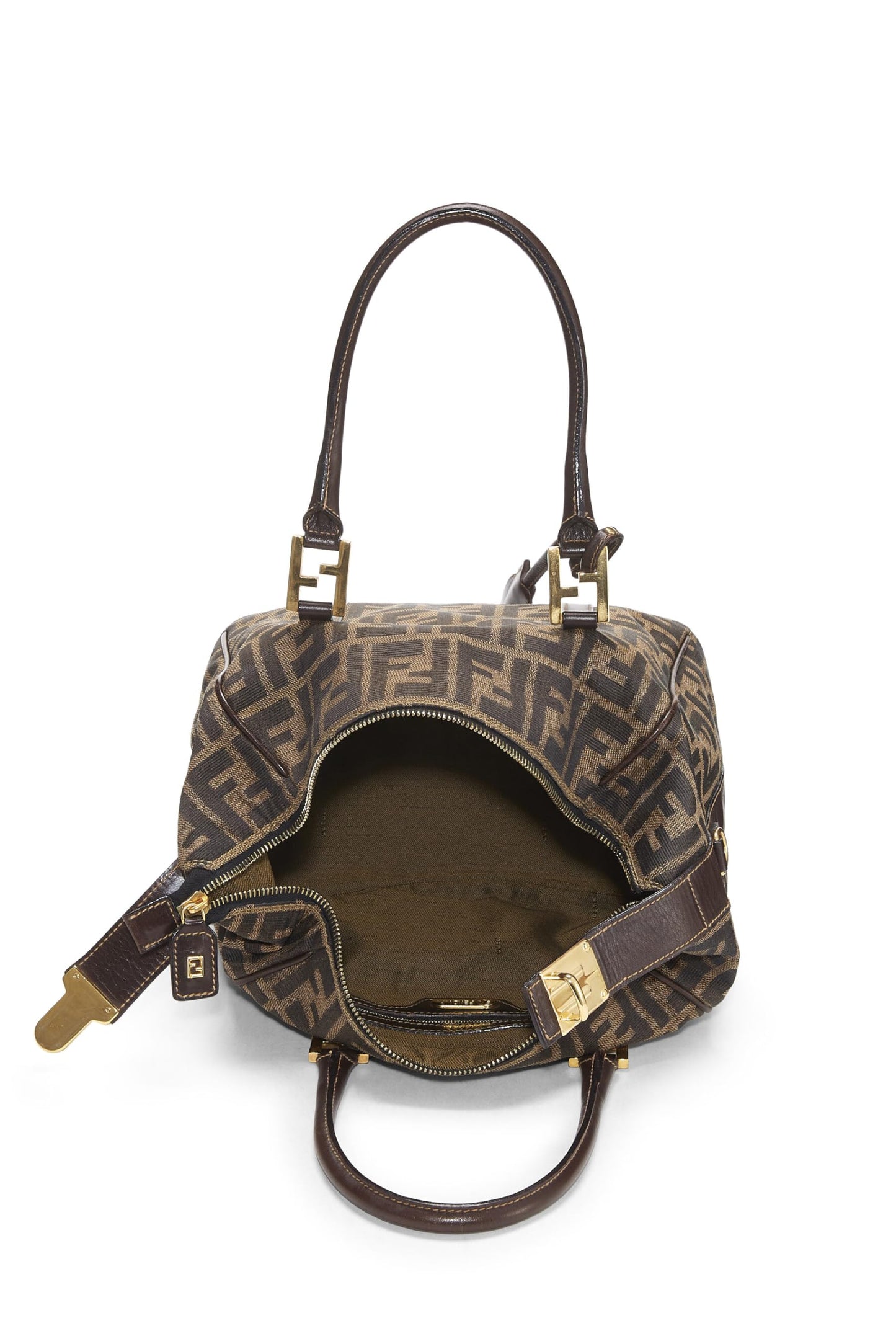 Fendi, Brown Zucca Canvas Convertible Handbag Small, Brown
