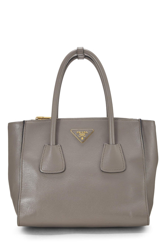Prada, Grey Calfskin Trapeze Tote, Grey