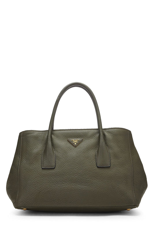 Prada, Green Vitello Daino Convertible Tote Large, Green