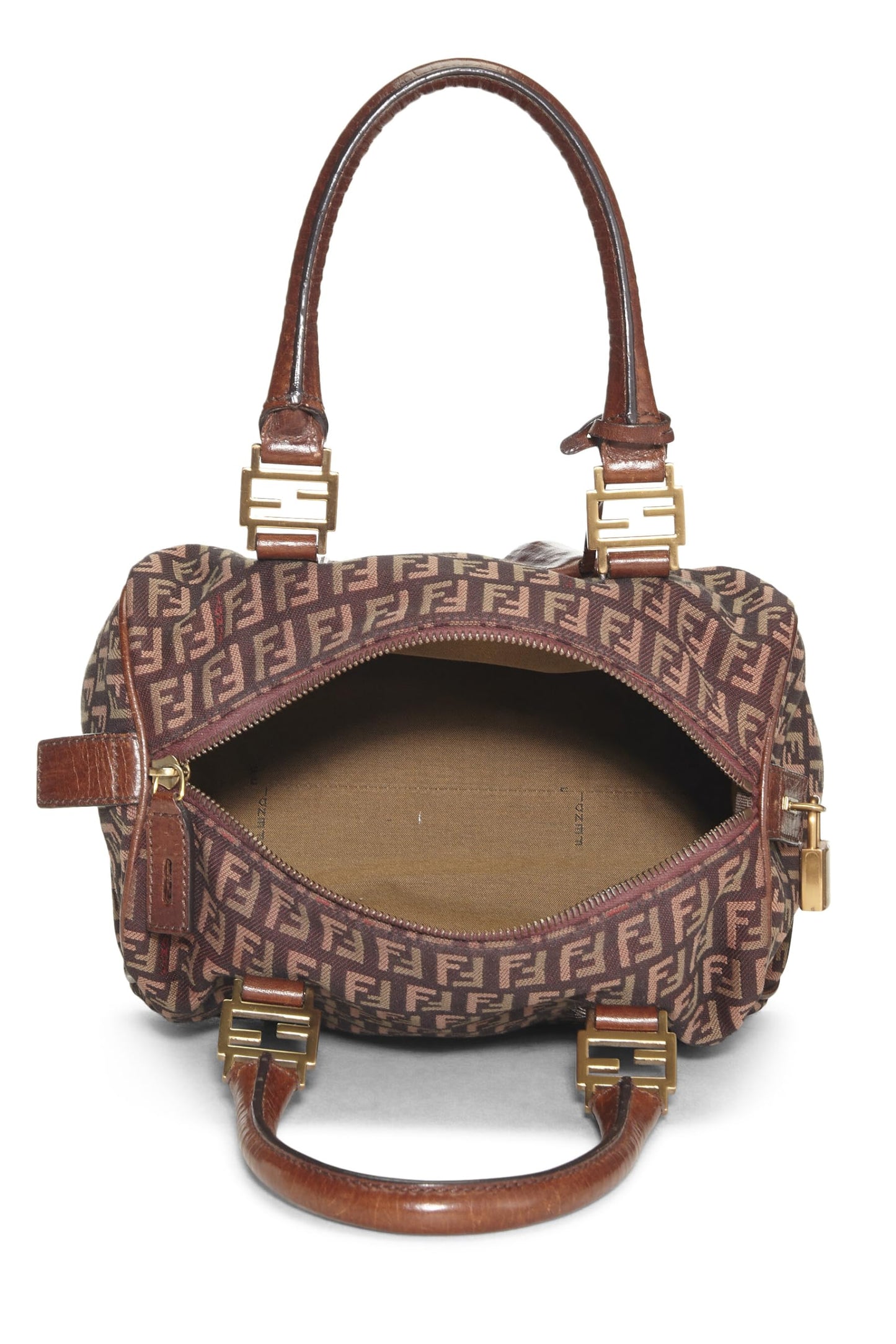 Fendi, Brown Zucchino Boston Bag Mini, Brown