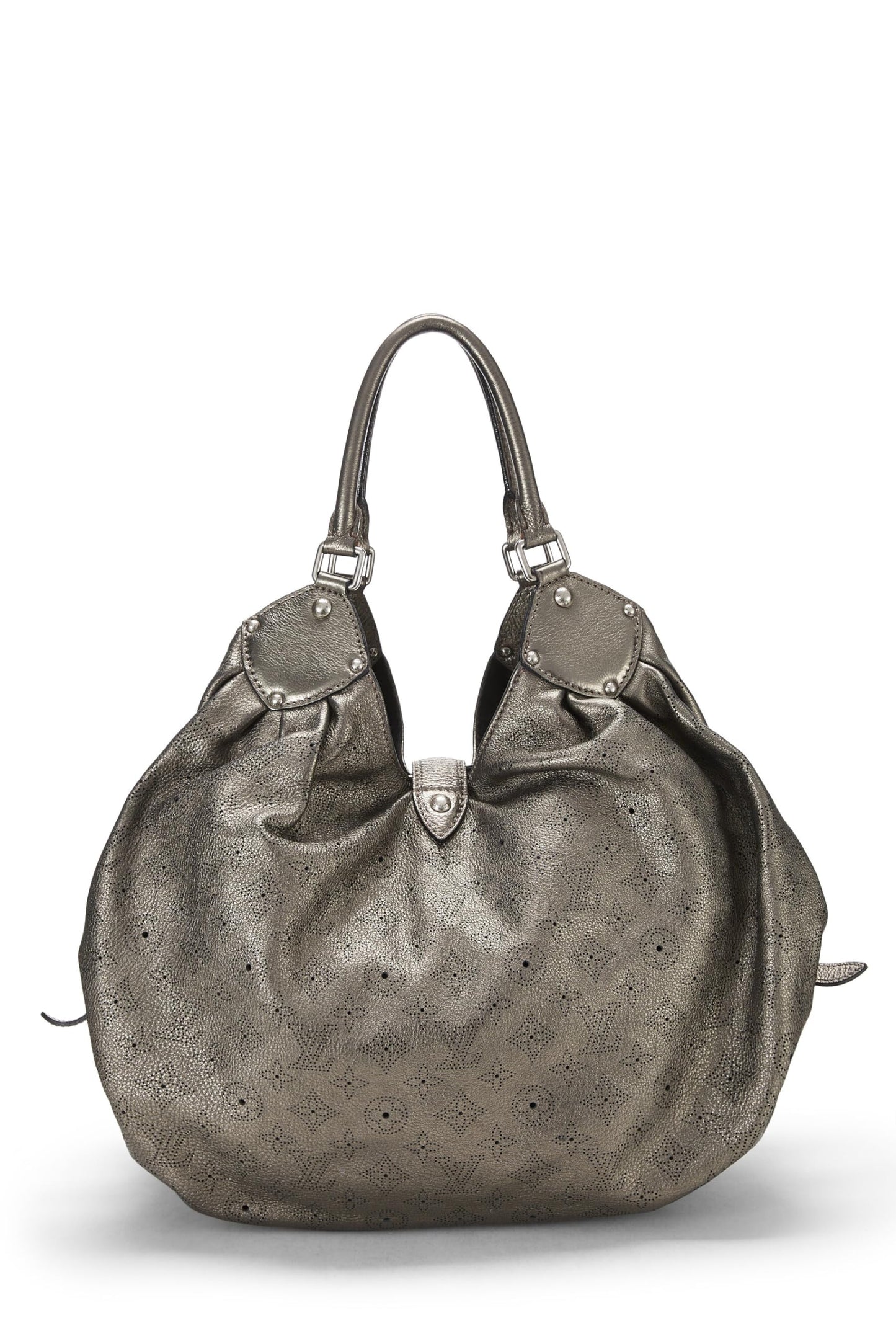 Louis Vuitton, Metallic Silver Monogram Leather Mahina XL, Silver