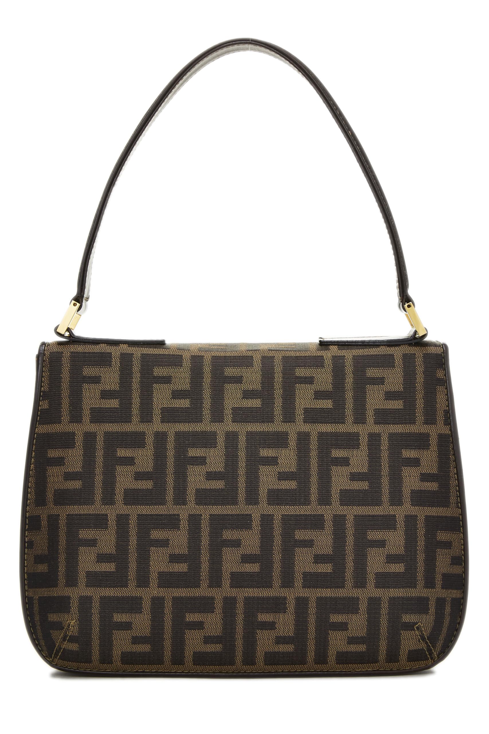 Fendi, Brown Zucca Canvas Shoulder Bag, Brown