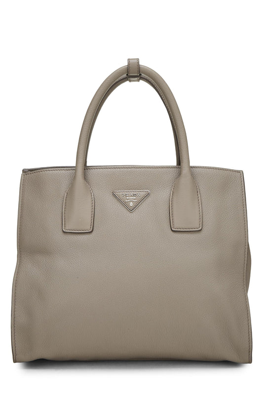 Prada, Grey Vitello Daino Convertible Tote, Grey