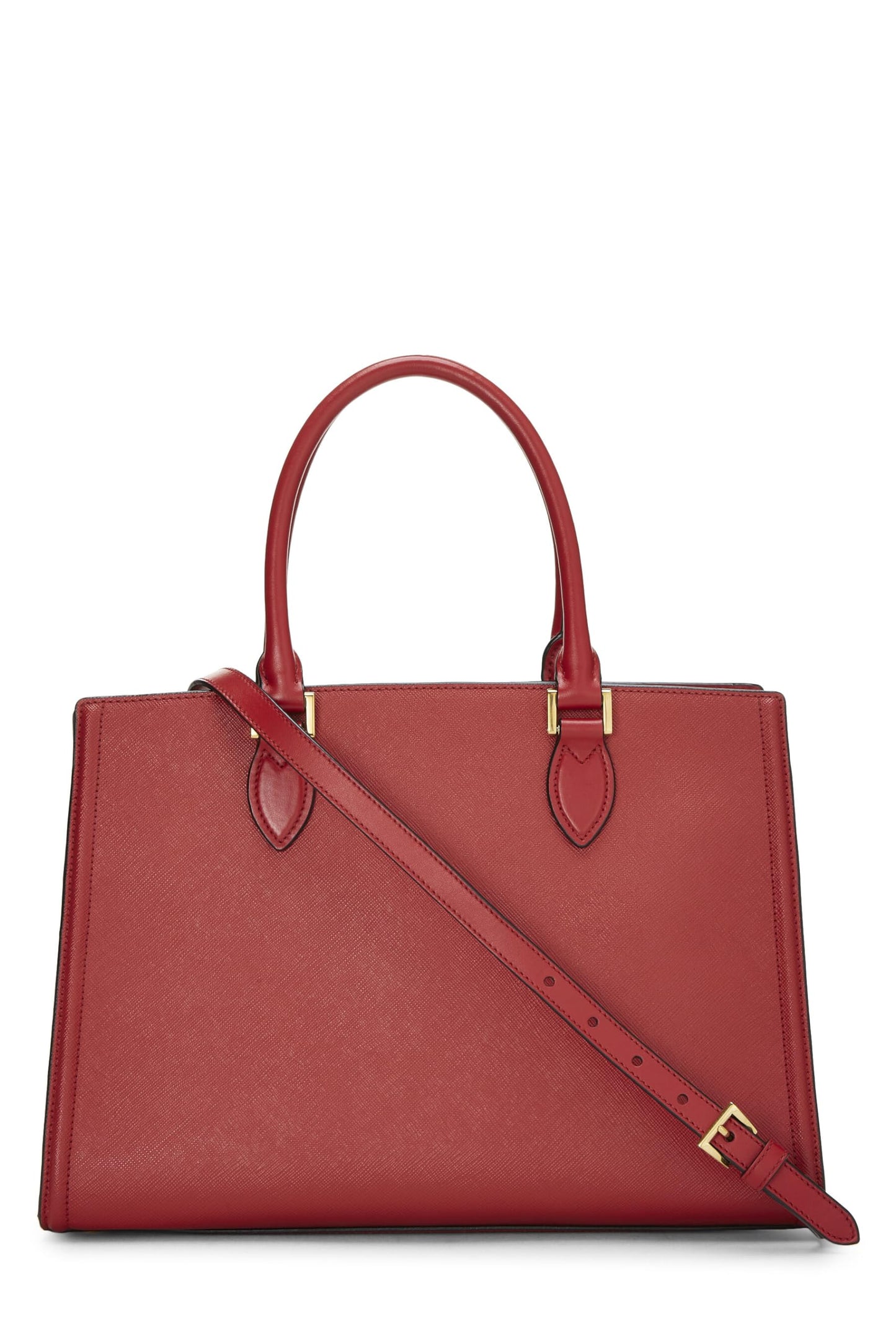 Prada, Red Saffiano Convertible Handbag, Red