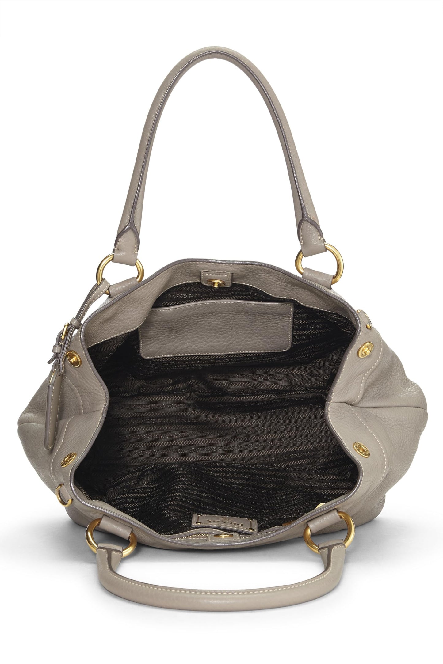 Prada, Grey Vitello Daino Sacca Manici, Grey Luxury Handbag