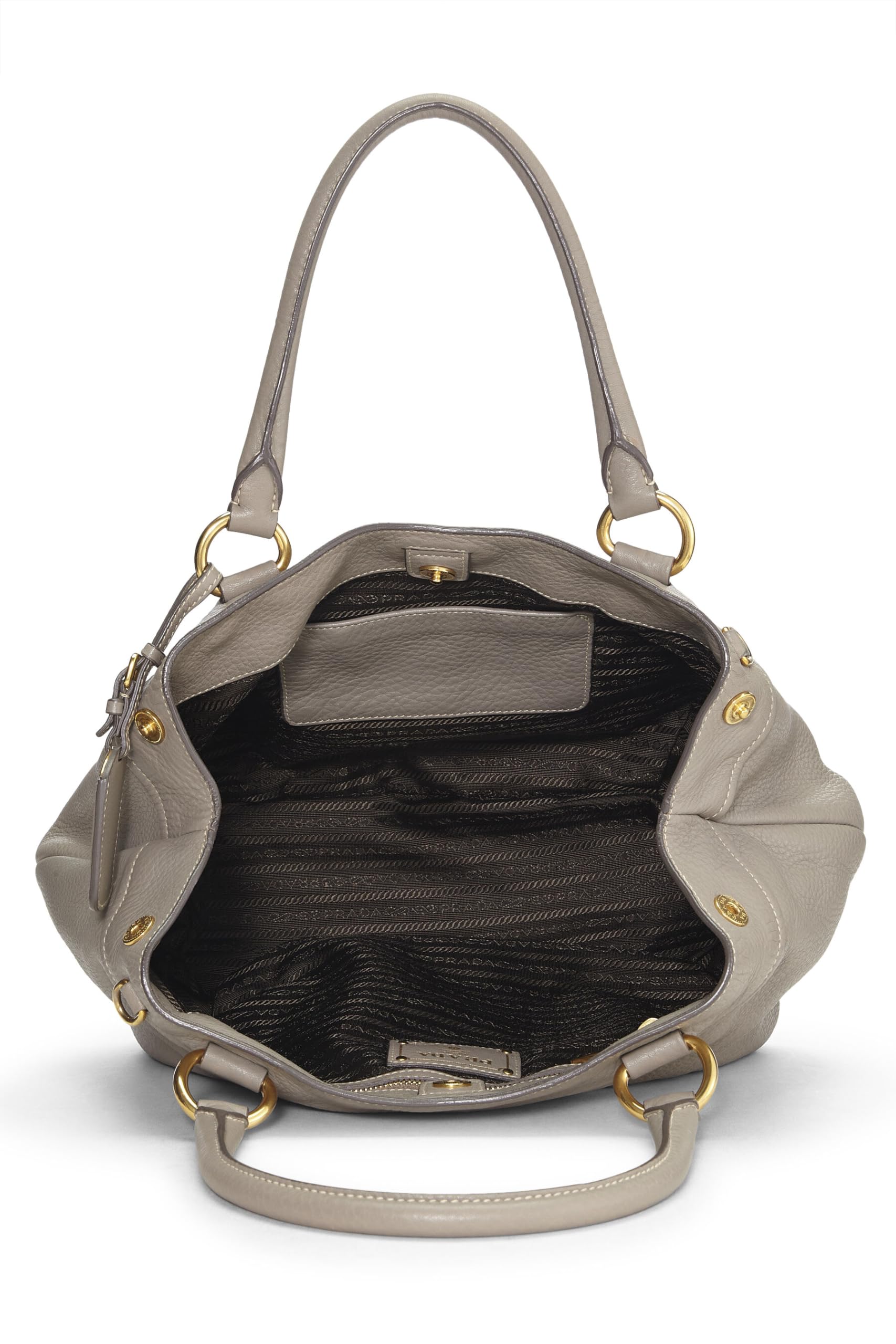 Prada, Grey Vitello Daino Sacca Manici, Grey Luxury Handbag