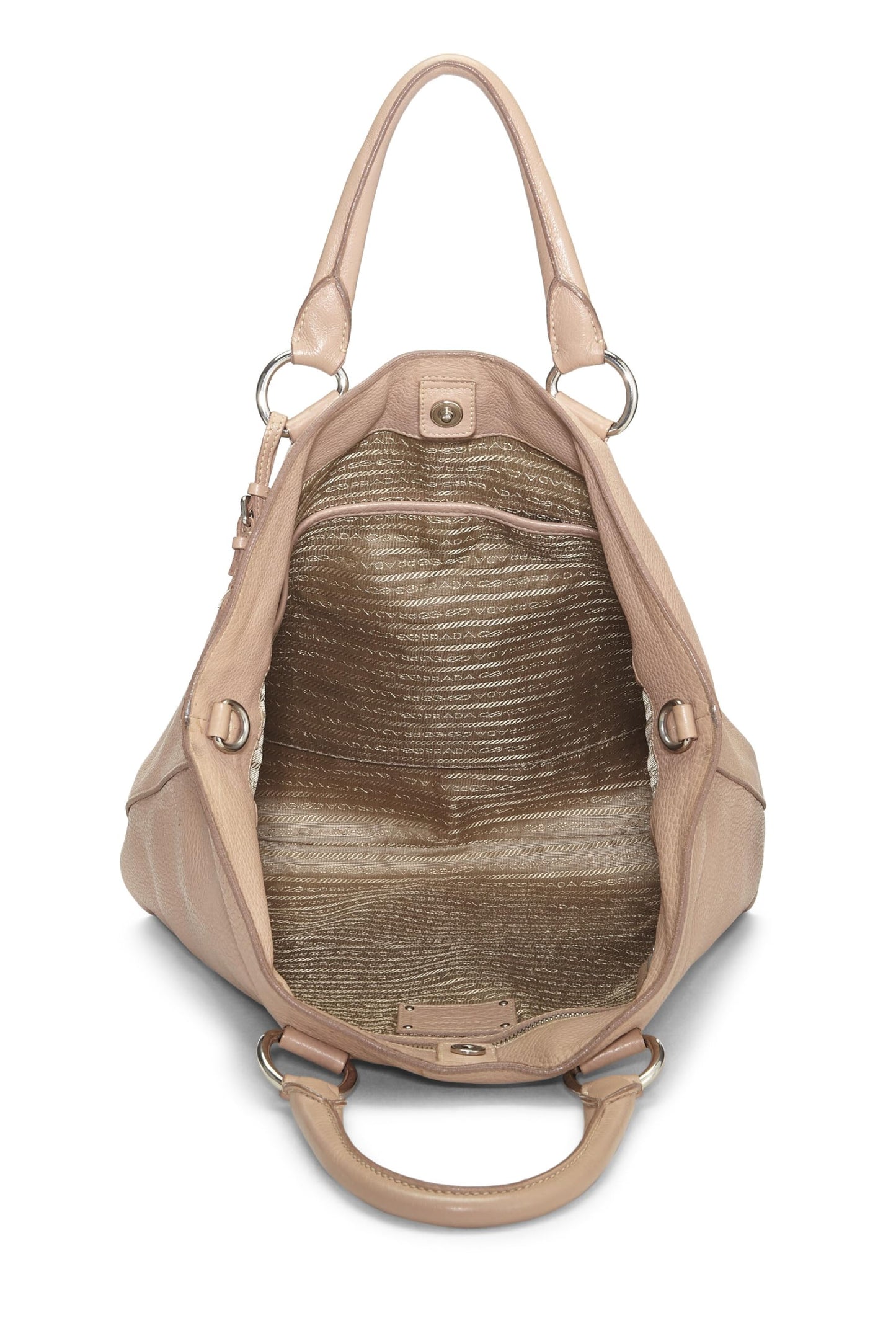 Prada, Beige Vitello Daino Convertible Top Handle Tote, Beige