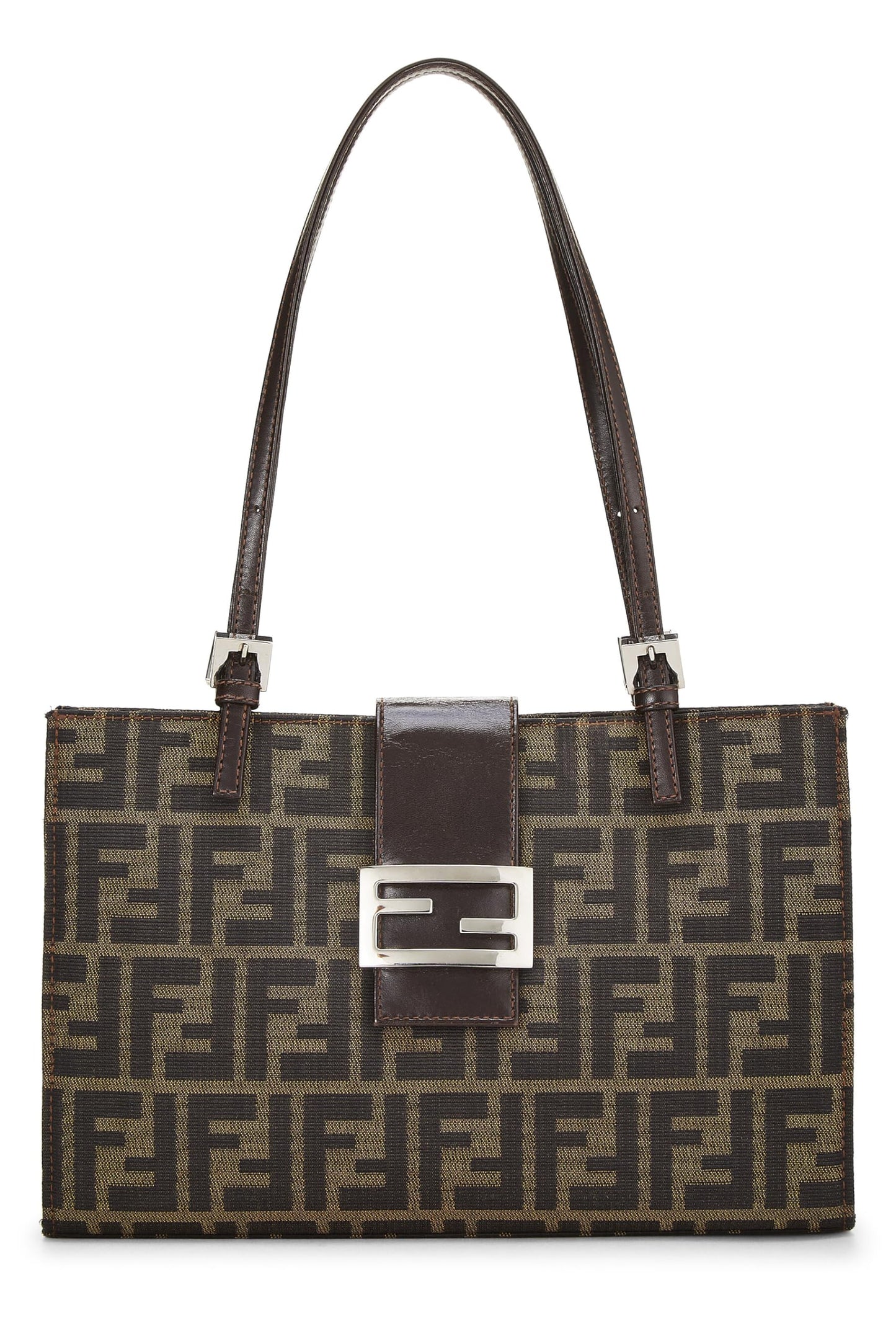 Fendi, Brown Zucca Canvas Shopping Tote Small, Brown