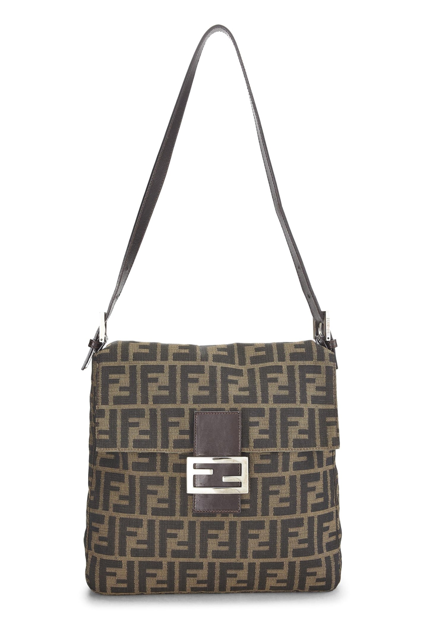 Fendi, Brown Zucca Canvas Shoulder Bag, Brown