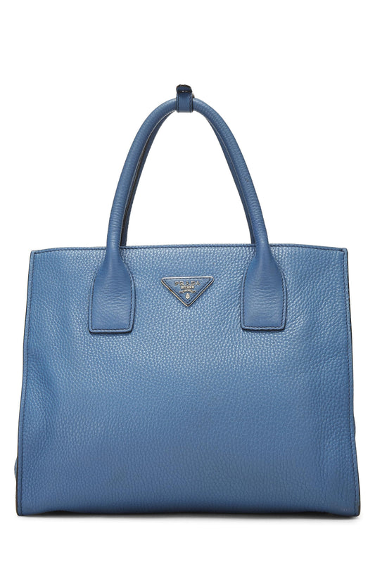 Prada, Blue Vitello Daino Convertible Tote, Blue