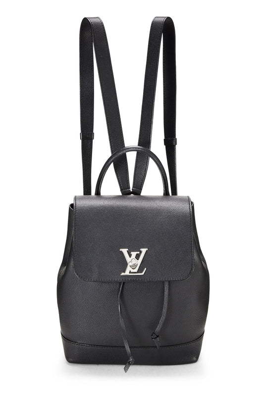 Louis Vuitton, Black Leather Lock Me Backpack, Black