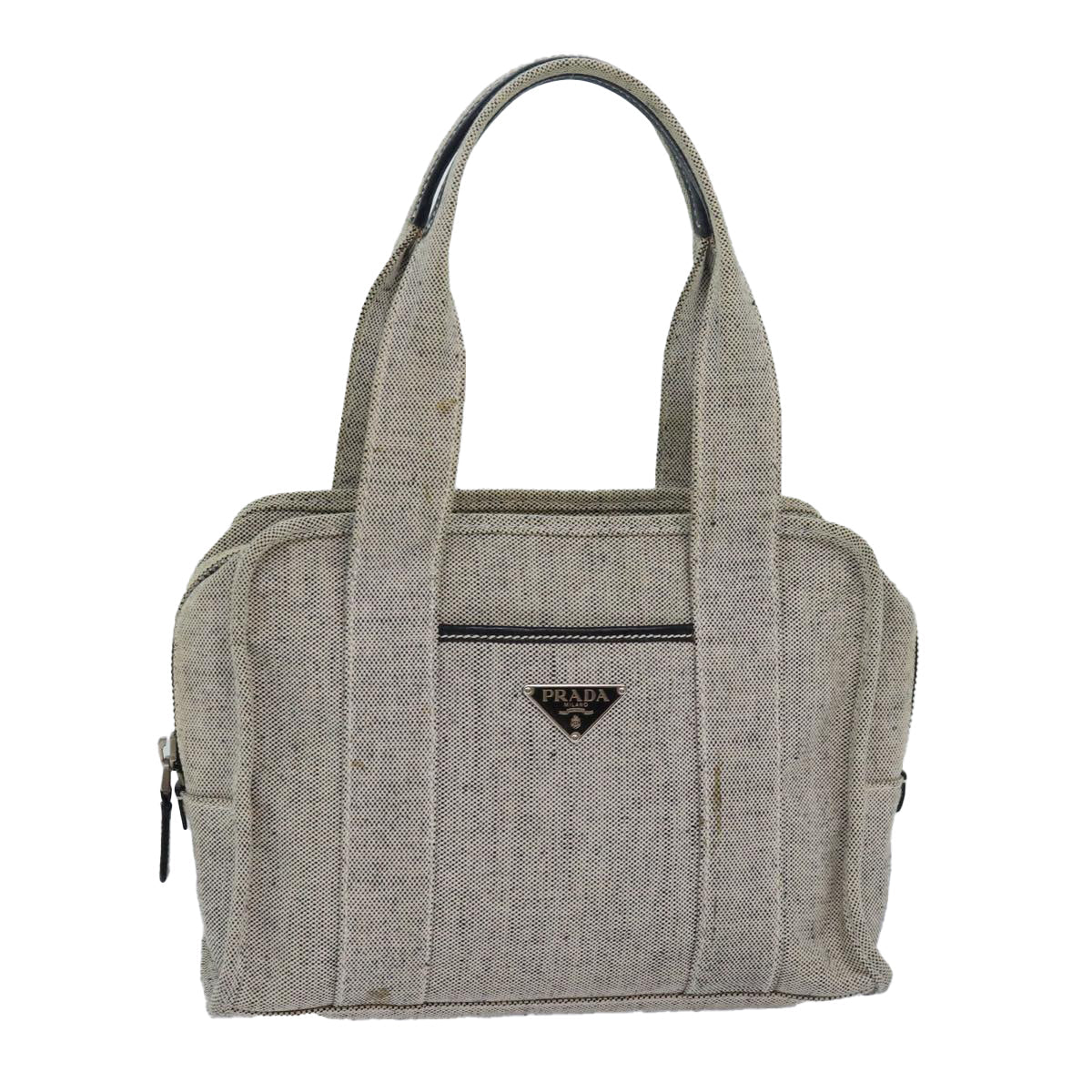 PRADA Hand Bag Canvas Gray Auth