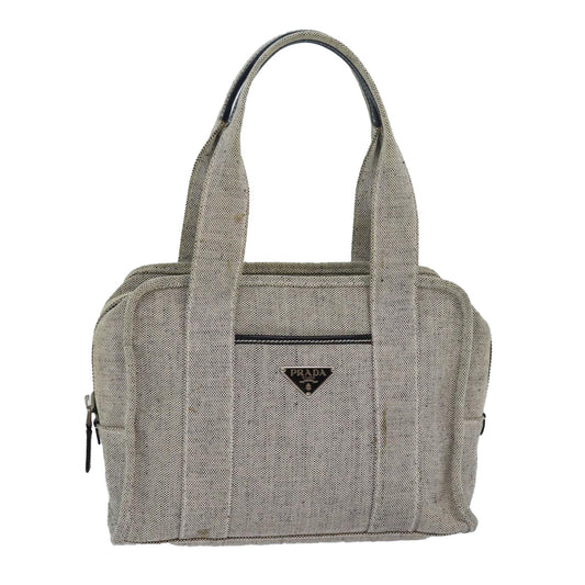 PRADA Hand Bag Canvas Gray Auth