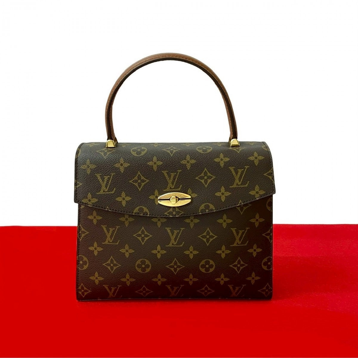 LOUIS VUITTON Handbag Leather, PVC Brown Monogram Malesherbes Women