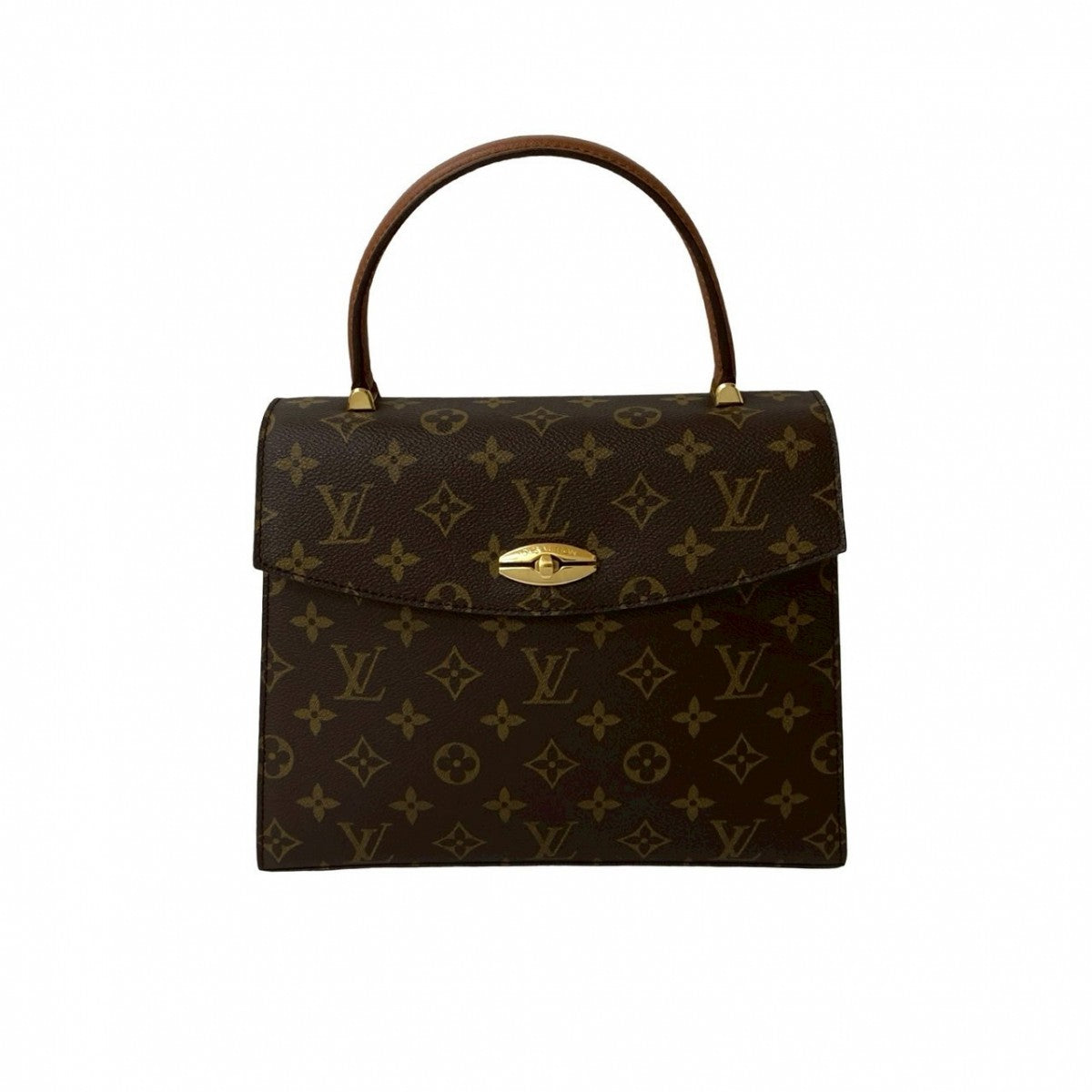 LOUIS VUITTON Handbag Leather, PVC Brown Monogram Malesherbes Women