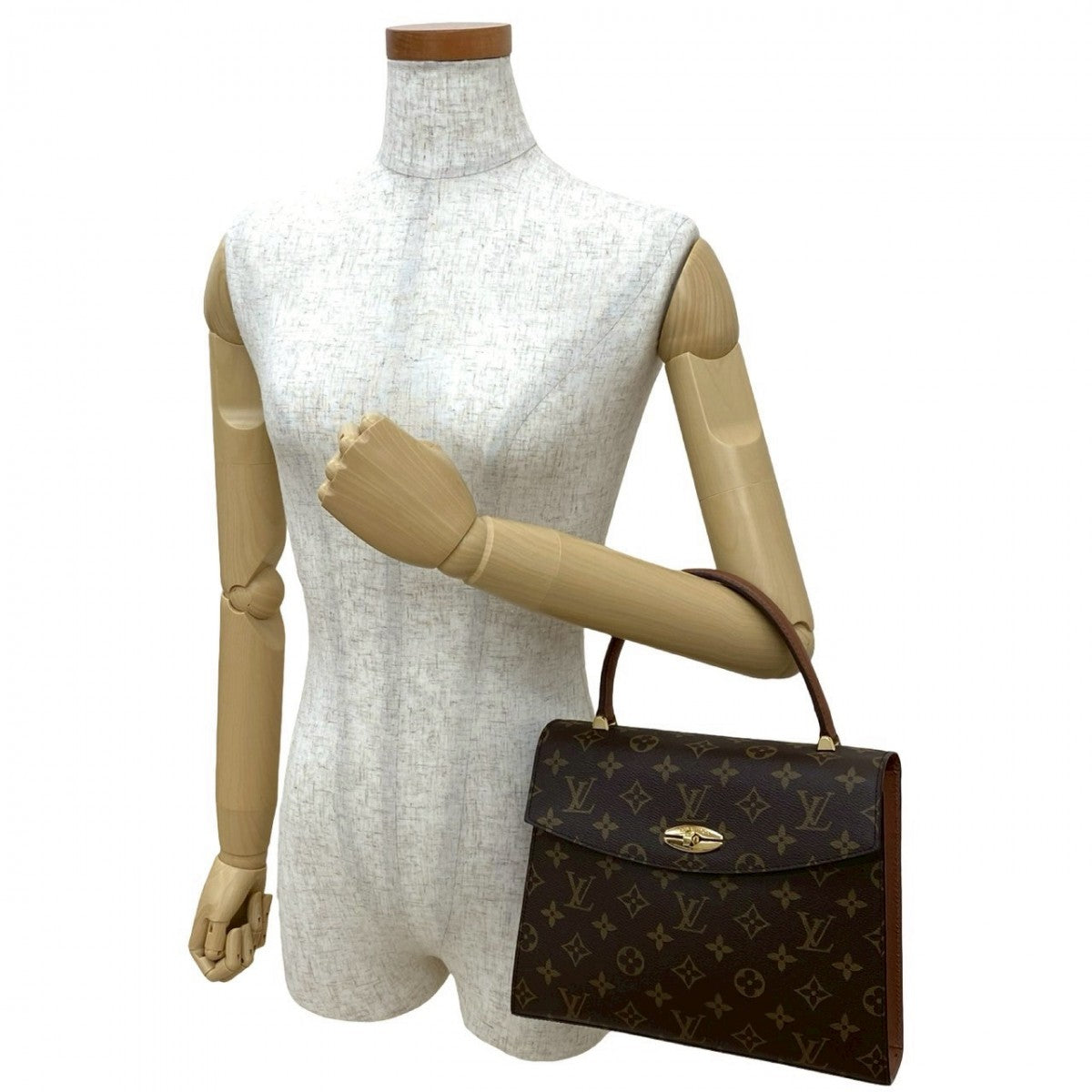 LOUIS VUITTON Handbag Leather, PVC Brown Monogram Malesherbes Women