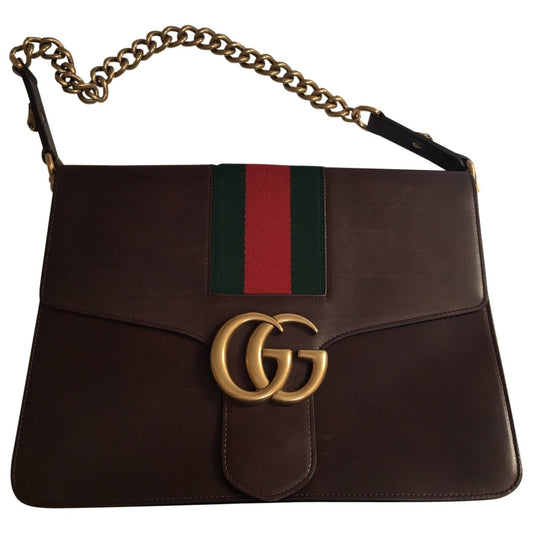 Gucci marmont brown leather handbag