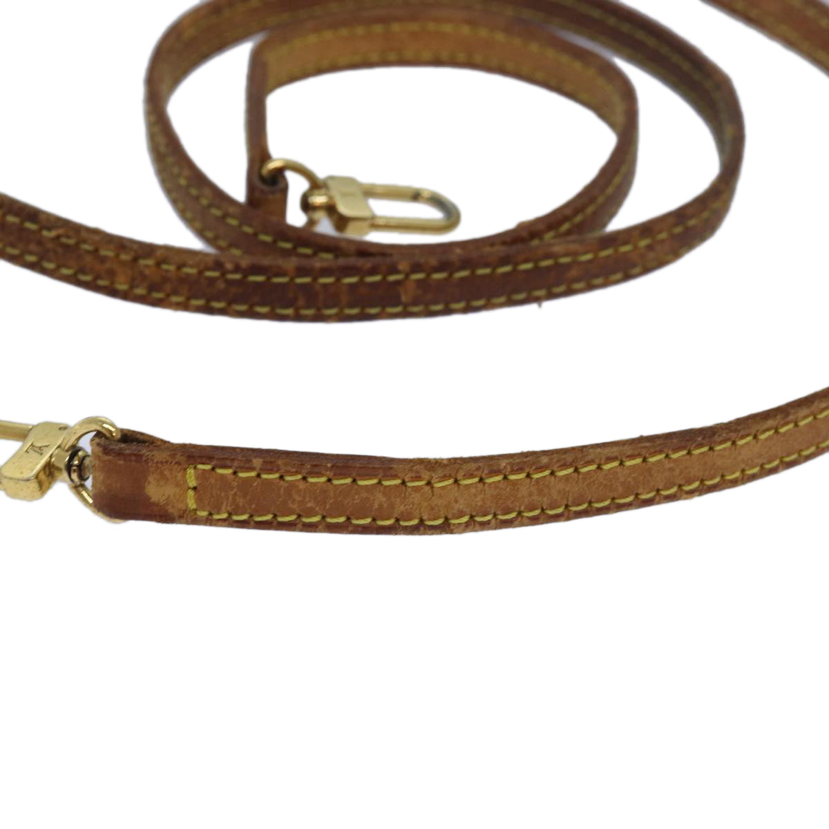 LOUIS VUITTON Shoulder Strap Leather 47.2" Beige LV Auth 82197