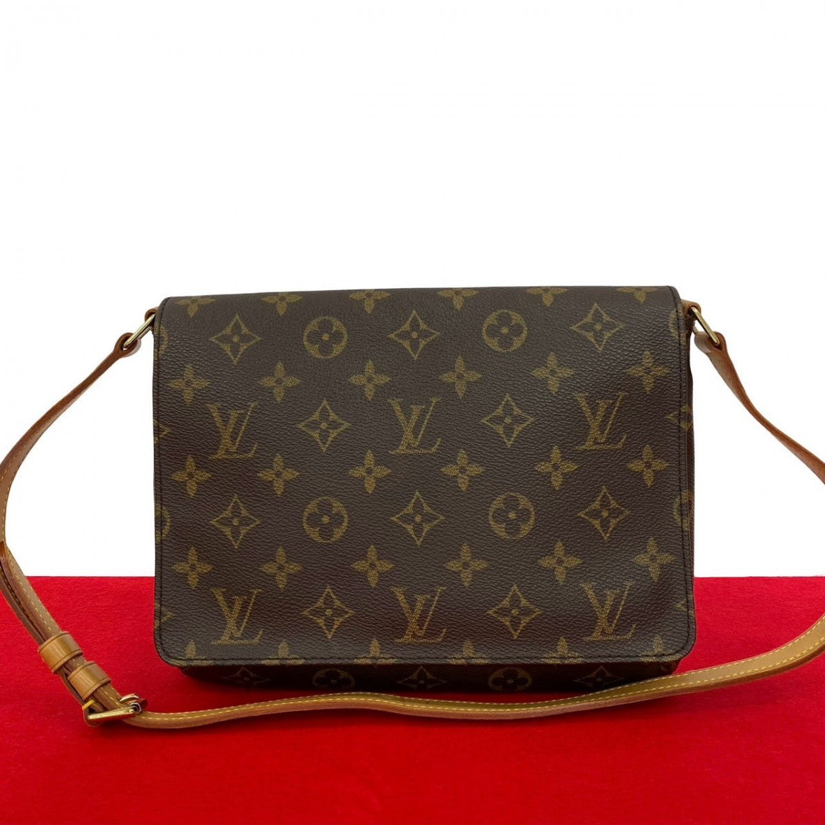 LOUIS VUITTON Shoulder Bag Leather, PVC Brown Monogram Musette Tango Women