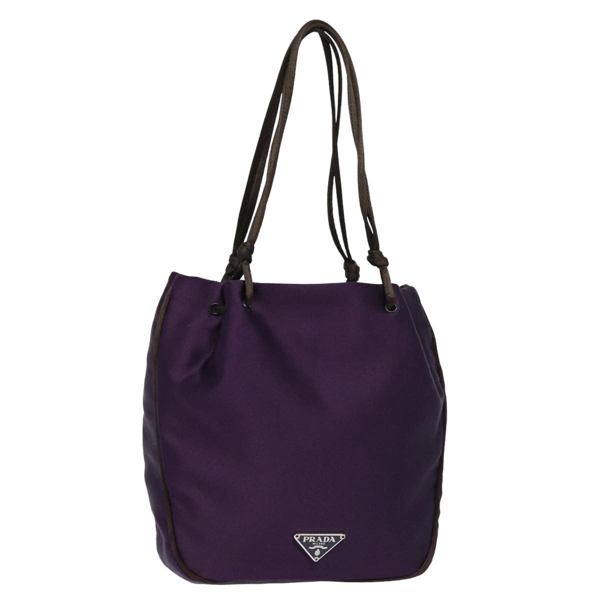PRADA Hand Bag Satin Purple Auth