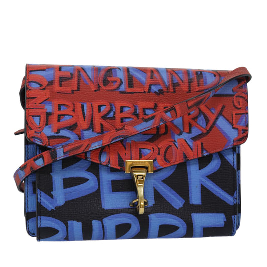 Burberry Shoulder Bag Graffiti Leather Red Blue Auth 82250A