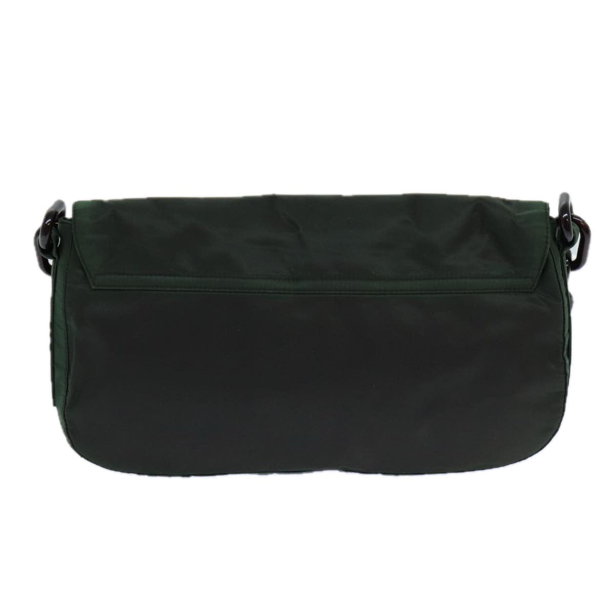 PRADA Chain Shoulder Bag Nylon Green Auth