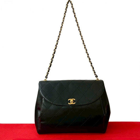 CHANEL Shoulder Bag lambskin black COCO Mark Bicolole Women