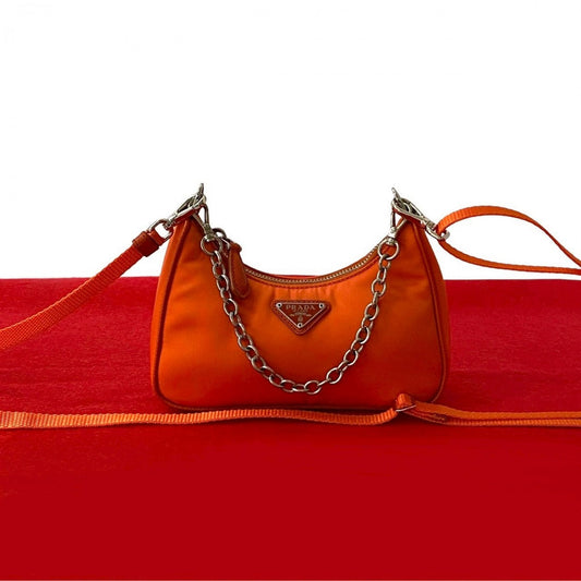 PRADA Shoulder Bag Nylon Orange