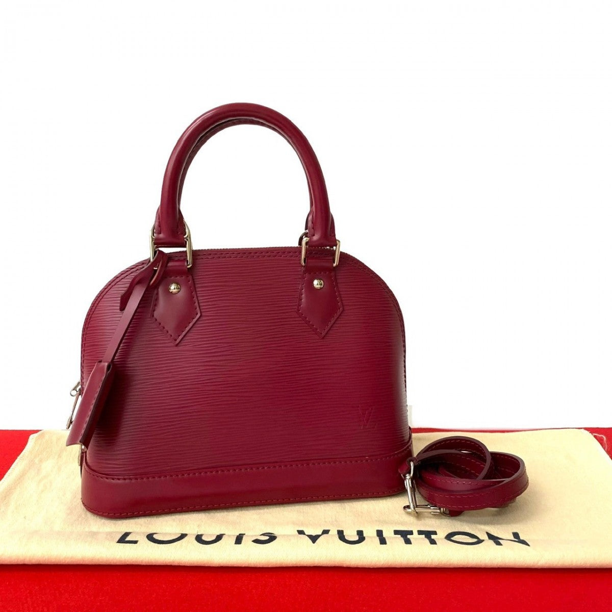 LOUIS VUITTON Shoulder Bag Epi Leather wine-red Epi Alma BB