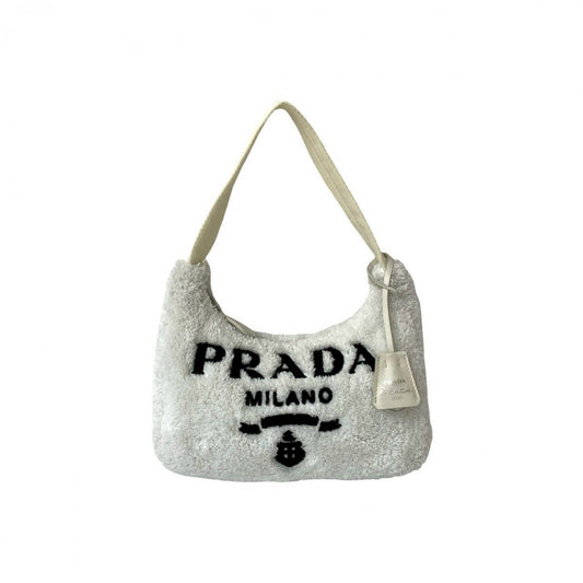 PRADA Handbag pile white Triangle Logo Metal terry mini Women