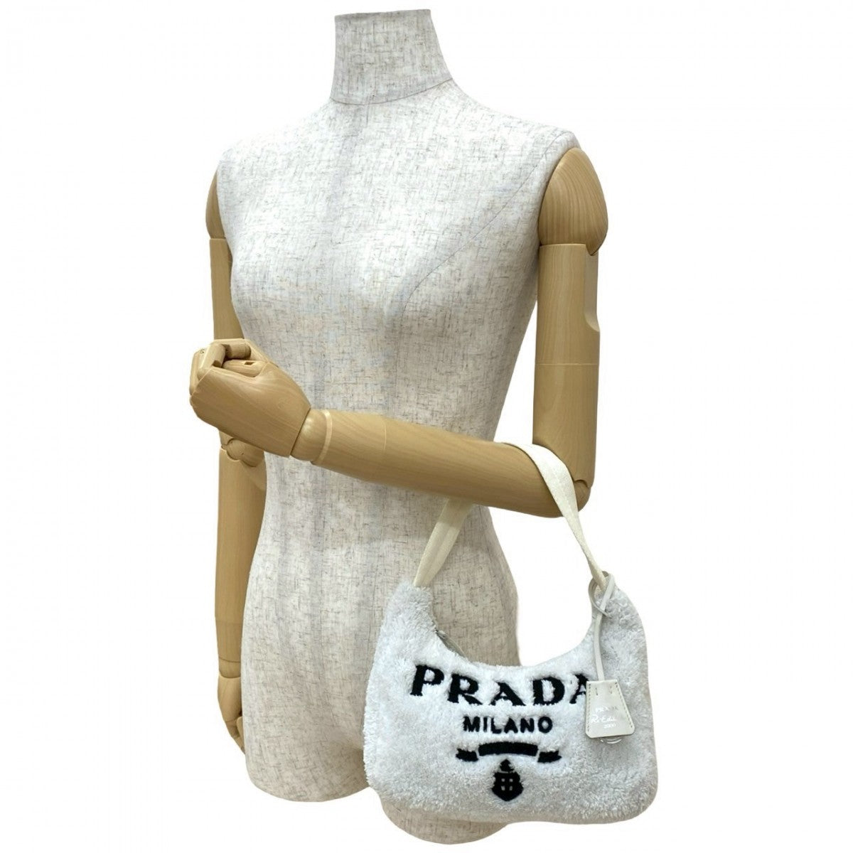PRADA Handbag pile white Triangle Logo Metal terry mini Women