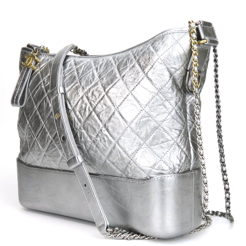 CHANEL Shoulder Bag A93824 leather Silver Chain Gabriel