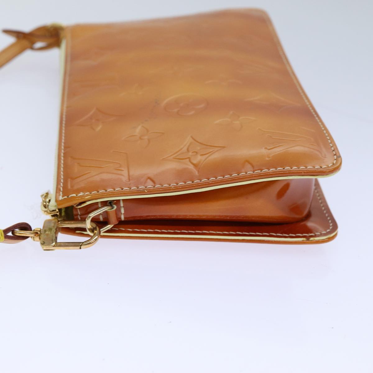 LOUIS VUITTON Vernis Lexington Accessory Pouch Lime Yellow M91058 LV Auth 82389