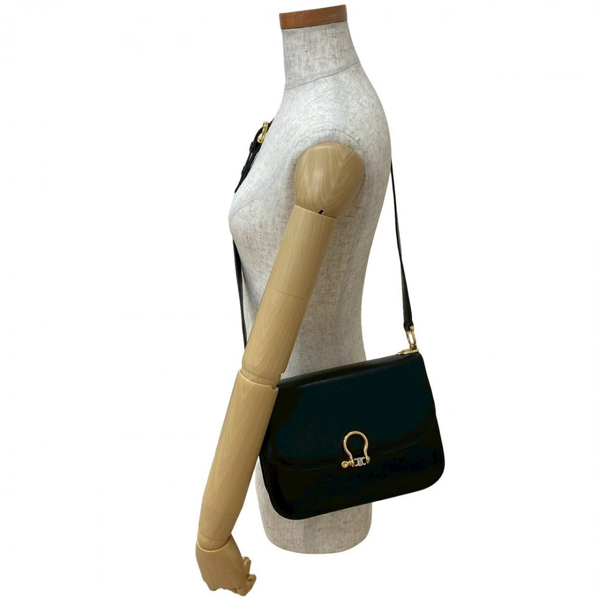 CELINE Shoulder Bag Calfskin, Leather black logo Metal Women