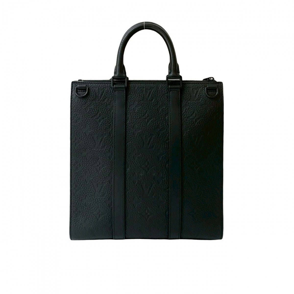 LOUIS VUITTON Shoulder Bag leather black Monogram Taurillon Clemence Sac Plat Cloth
