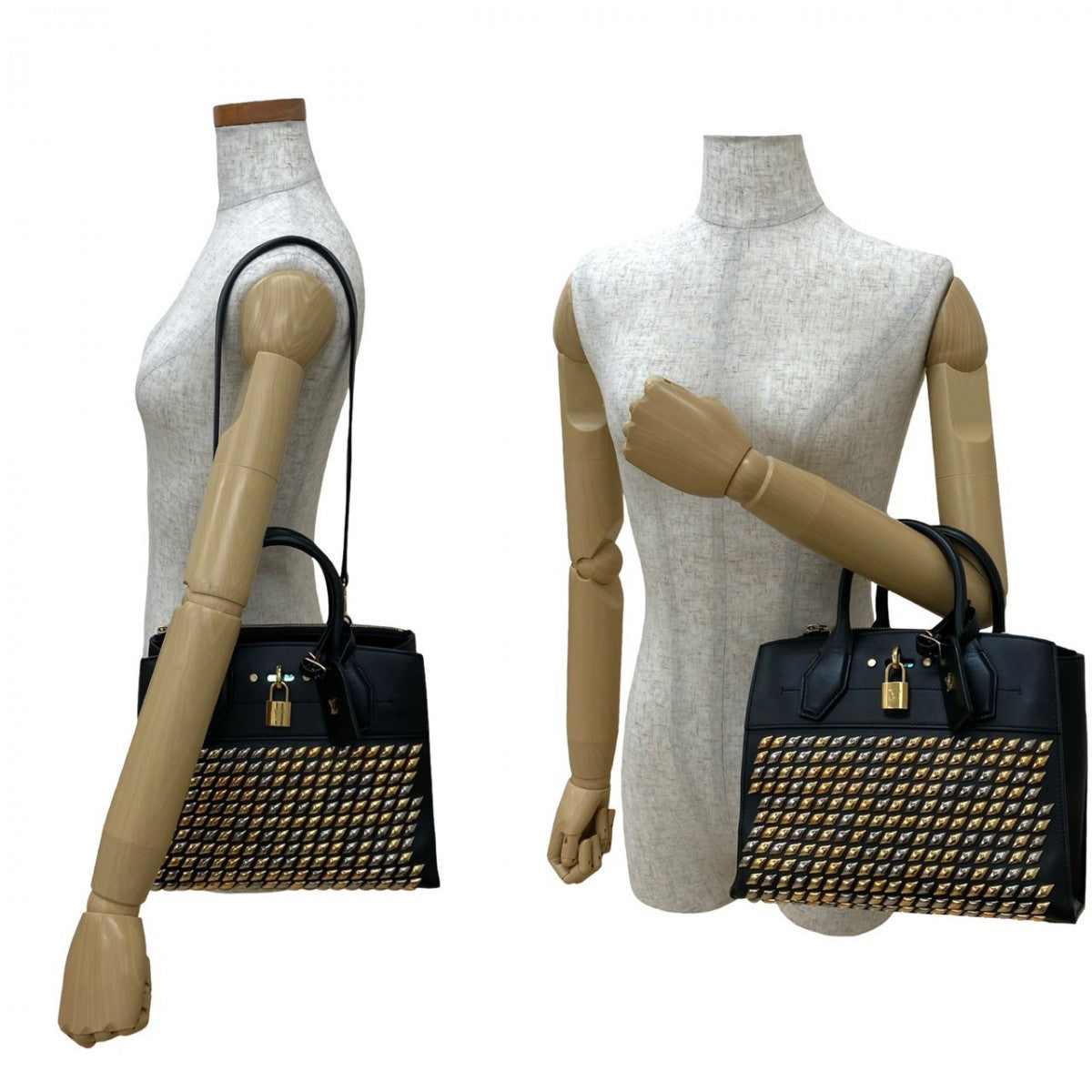 LOUIS VUITTON Shoulder Bag leather black City Steamer PM