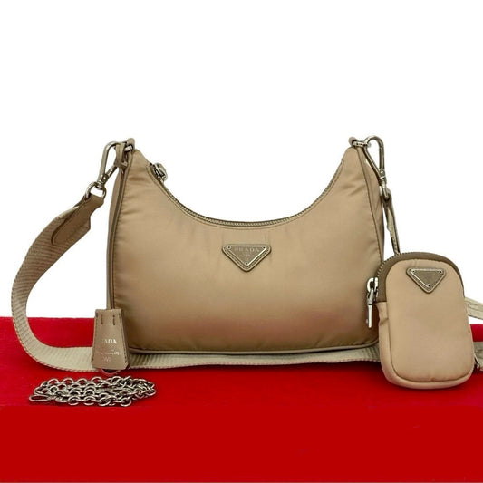 PRADA Shoulder Bag Nylon beige Re-Edition