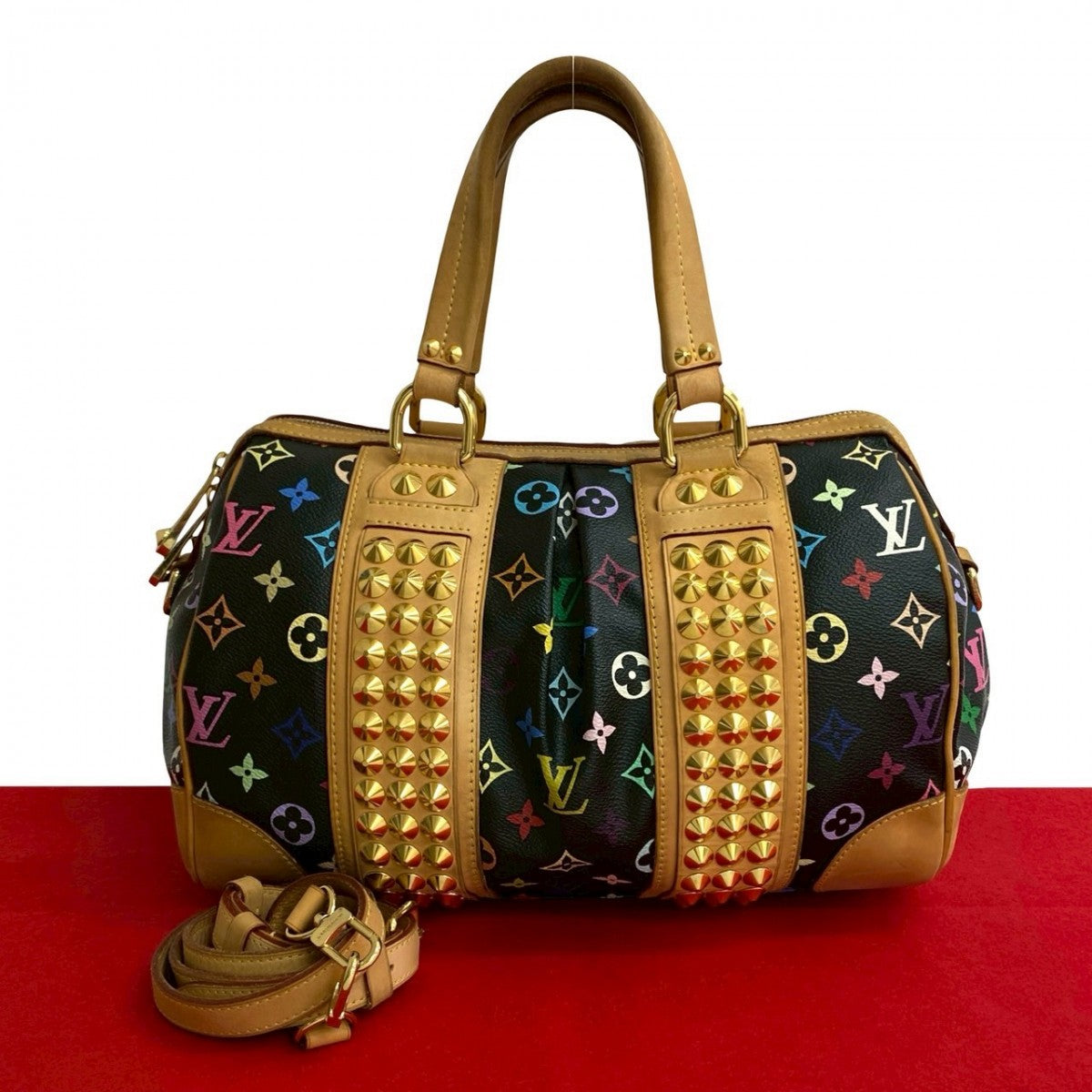 LOUIS VUITTON Shoulder Bag leather multicolor Monogram multicolor Courtney MM