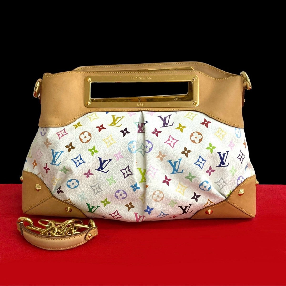 LOUIS VUITTON Shoulder Bag leather multicolor Monogram multicolor Judy GM