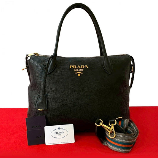 PRADA Shoulder Bag leather black