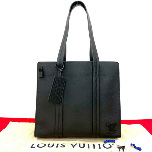 LOUIS VUITTON Tote Bag leather black Aerogram Takeoff Tote