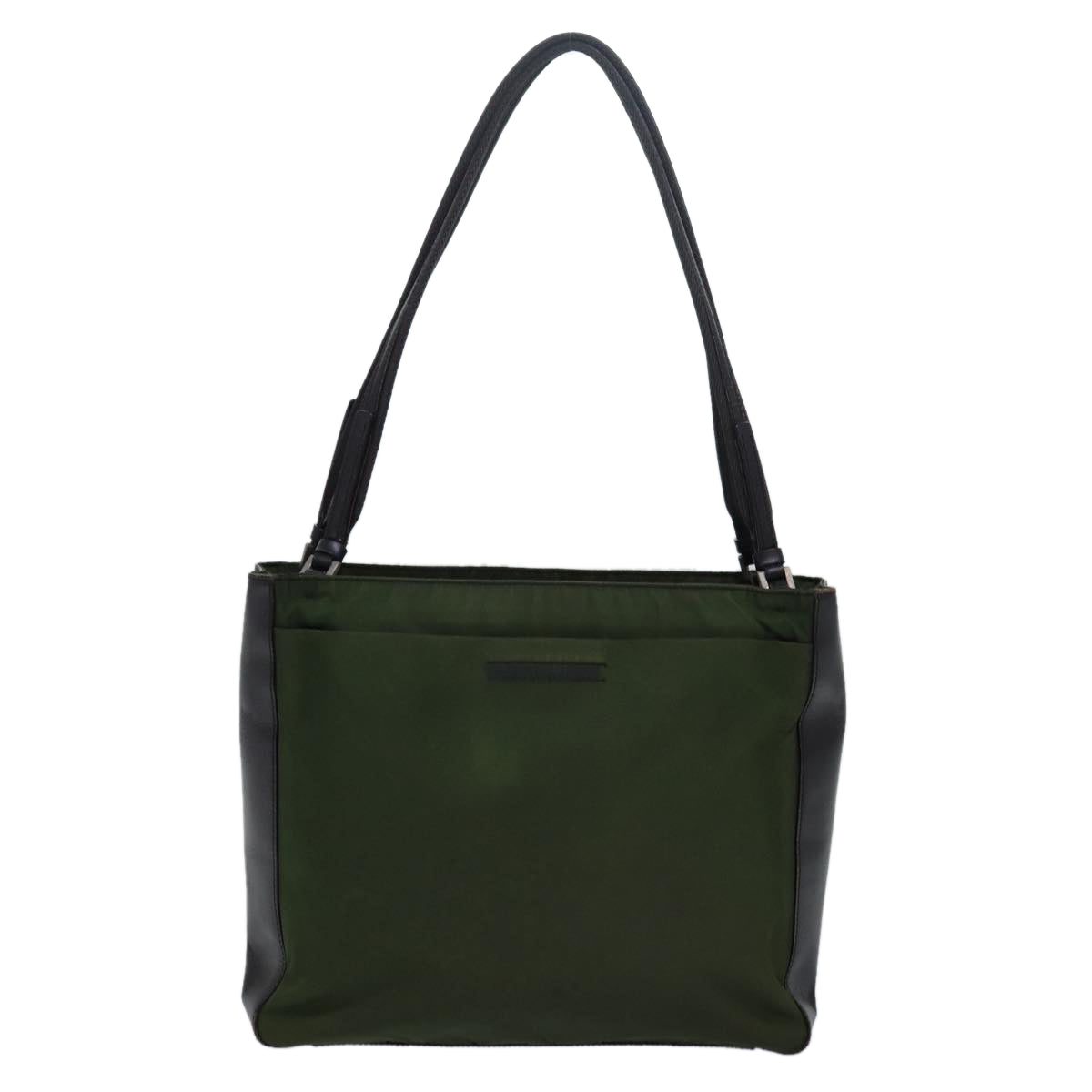 PRADA Shoulder Bag Nylon Leather Khaki Brown Auth