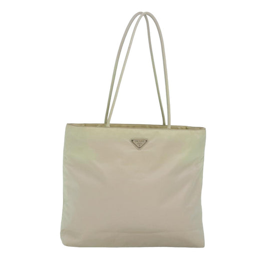PRADA Tote Bag Nylon White Auth