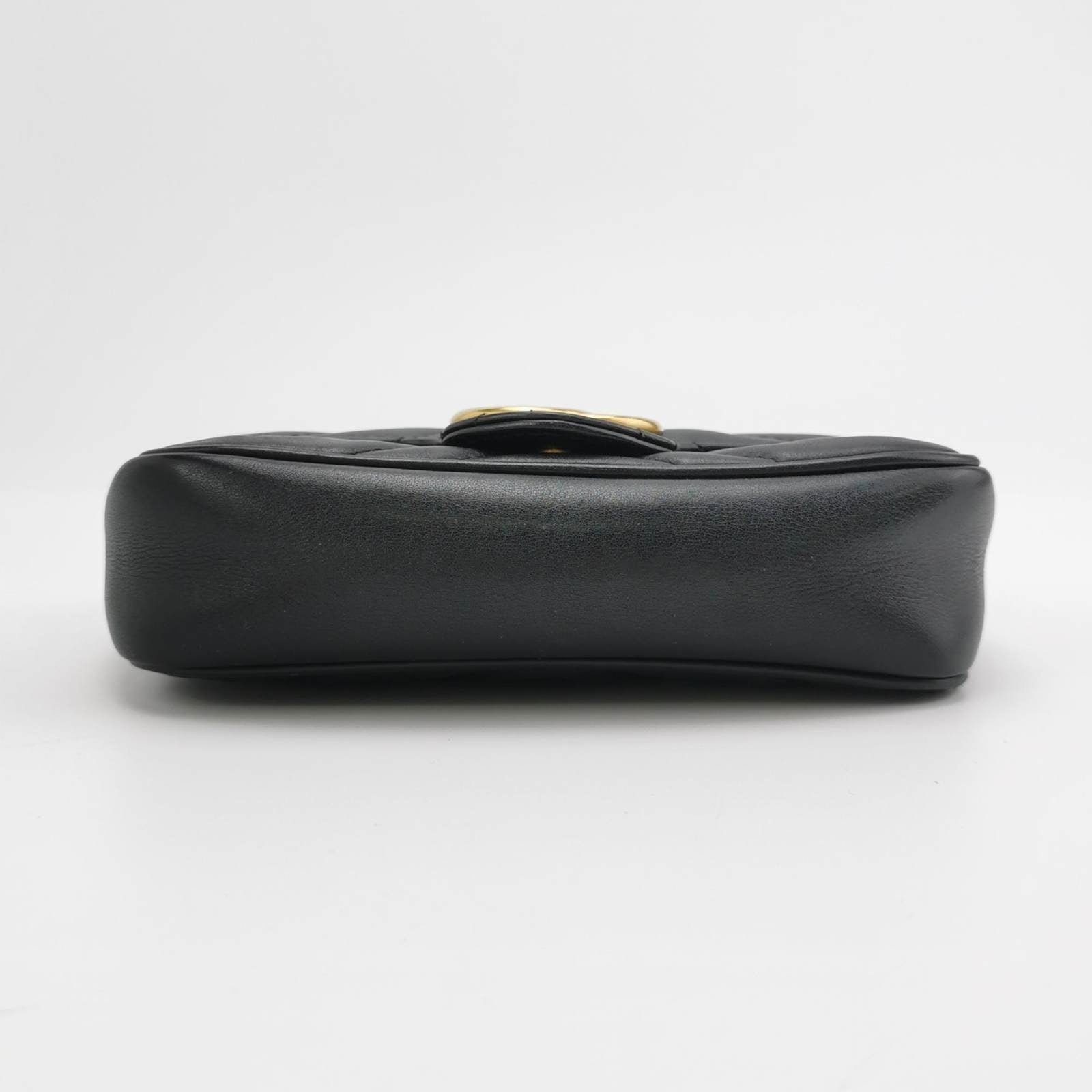Gucci Marmont Super Mini Flap Leather Bag Black Leather