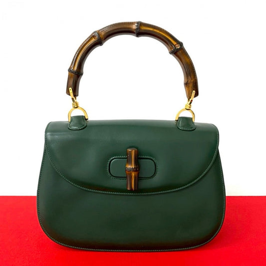 GUCCI Handbag leather green Bamboo
