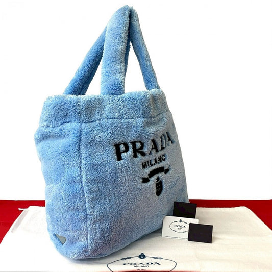 PRADA Tote Bag Pile towel blue Terry Tote