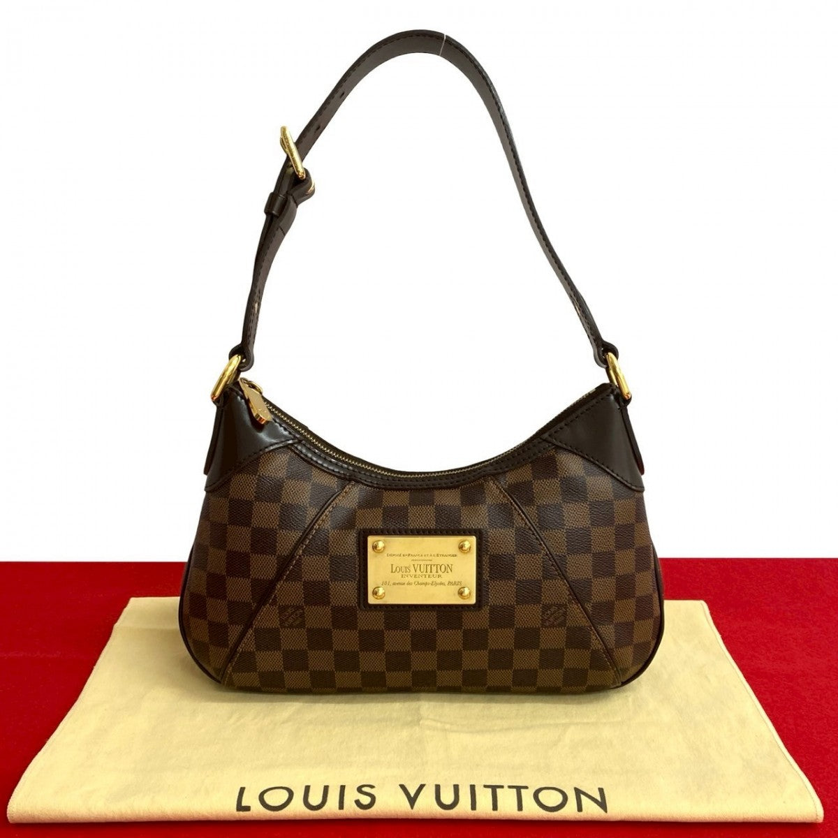 LOUIS VUITTON Shoulder Bag leather Brown Damier