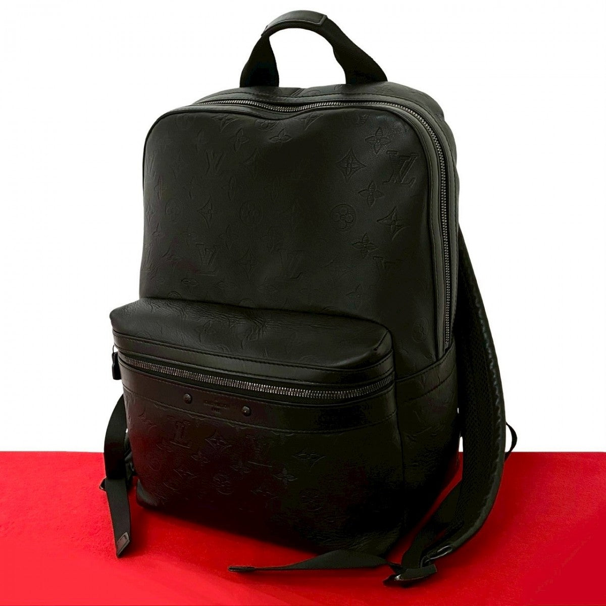 LOUIS VUITTON Backpack leather black Monogram shadow sprinter backpack